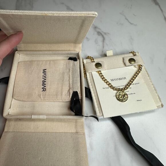 Mayamar Coin Curb Chain Necklace 24K Gold Plated NWT - Picture 4 of 4